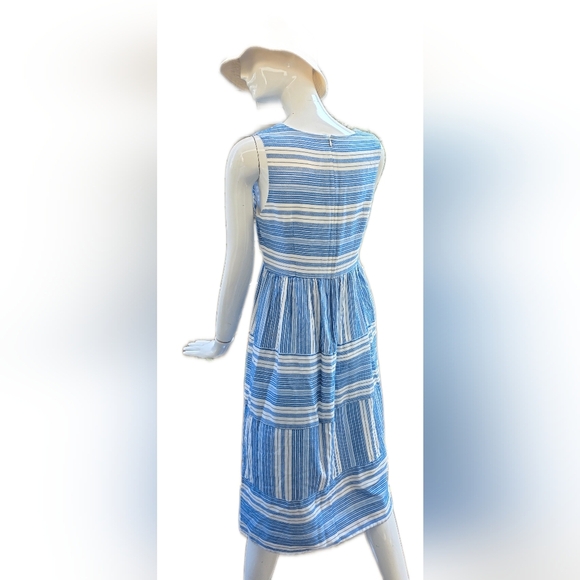 Megan Park Blue And White Striped Cotton Dress. Sleeveless Size 2 - Picture 5 of 15